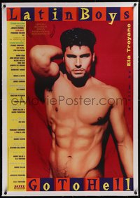 7x0616 LATIN BOYS GO TO HELL linen 1sh 1997 Ela Troyano horror comedy, sexy image of nude beefcake!