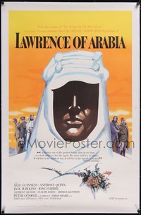 7x0618 LAWRENCE OF ARABIA linen pre-Awards 1sh 1962 David Lean, Kerfyser silhouette art of O'Toole!