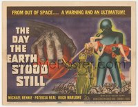 7x0212 DAY THE EARTH STOOD STILL TC 1951 classic art of Gort holding Patricia Neal, Michael Rennie!