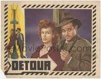 7x0235 DETOUR LC 1945 wonderful portrait of Tom Neal & Ann Savage by lamp post, Edgar Ulmer, rare!