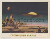 7x0243 FORBIDDEN PLANET LC #8 1956 classic special effects image of spaceship hovering over Altair-4!