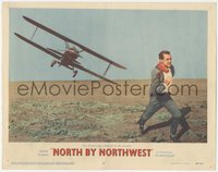 7x0263 NORTH BY NORTHWEST LC #2 1959 Hitchcock, classic c/u of Cary Grant chased by crop duster!