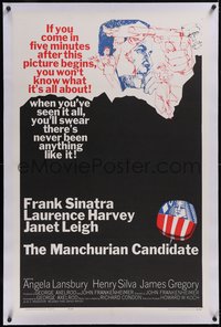 7x0641 MANCHURIAN CANDIDATE linen 1sh 1962 cool art of Frank Sinatra, directed by John Frankenheimer!