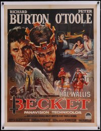 7x0973 BECKET linen Mexican poster 1964 Richard Burton, Peter O'Toole, John Gielgud, different art!