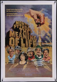 7x0653 MONTY PYTHON'S THE MEANING OF LIFE linen 1sh 1983 Garland art of the screwy Monty Python cast!