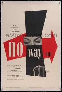 7x0669 NO WAY OUT linen 1sh 1950 wonderful design by Paul Rand that was years ahead of its time!