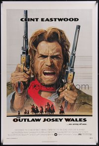 7x0680 OUTLAW JOSEY WALES linen NSS style 1sh 1976 Clint Eastwood is an army of one, Roy Anderson art!