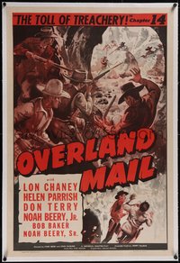 7x0682 OVERLAND MAIL linen chapter 14 1sh 1942 Lon Chaney Jr., serial, Toll of Treachery, ultra rare!