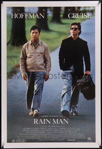 7x0697 RAIN MAN linen 1sh 1988 Tom Cruise & autistic Dustin Hoffman, directed by Barry Levinson!