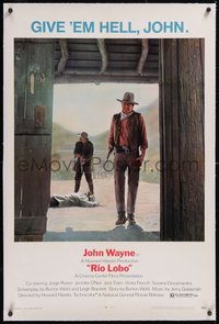 7x0707 RIO LOBO linen 1sh 1971 Howard Hawks, Give 'em Hell, John Wayne, great cowboy image!