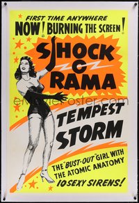 7x0728 SHOCK-O-RAMA linen 1sh 1955 Tempest Storm, the bust-out girl with the atomic anatomy, rare!