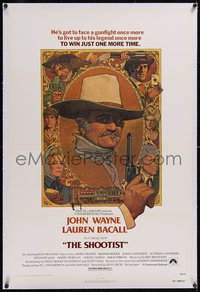 7x0730 SHOOTIST linen 1sh 1976 best Richard Amsel artwork of aging gunfighter John Wayne & cast!