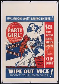 7x0735 SLAVES IN BONDAGE linen 1sh R1940s art of Party Girl, Hollywood's most daring picture, rare!