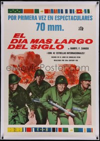 7x0954 LONGEST DAY linen 28x40 South American 1962 World War II D-Day movie, John Wayne, ultra rare!