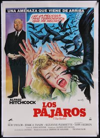 7x0987 BIRDS linen Spanish R1984 Alfred Hitchcock, Tippi Hedren, Mataix art of attacking avians!