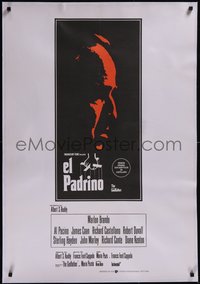 7x0992 GODFATHER linen Spanish R1980s profile art of Marlon Brando, Francis Ford Coppola, ultra rare!