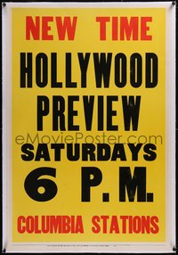 7x0929 HOLLYWOOD PREVIEW linen 28x42 radio poster 1946 Saturdays on Columbia Stations, ultra rare!