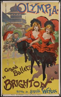 7x0411 OLYMPIA linen 31x49 French stage poster 1890s Jean de Paleologu art of dancers, ultra rare!