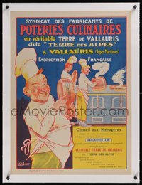 7x0971 POTERIES CULINAIRES linen 24x32 French advertising poster 1910s Vavasseur art, ultra rare!