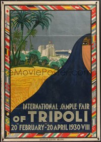 7x0102 TRIPOLI INTERNATIONAL FAIR 28x40 Italian trade fair poster 1930 great art, ultra rare!