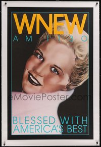 7x0395 WNEW AM 1130 PEGGY LEE linen radio poster 1980s portrait art, blessed with America's best!