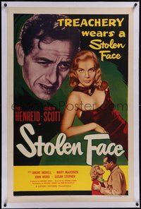 7x0751 STOLEN FACE linen 1sh 1952 Paul Henreid, very sexy treacherous bad girl Lizabeth Scott!