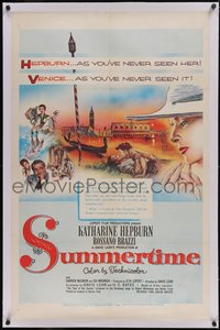 7x0756 SUMMERTIME linen 1sh 1955 Katharine Hepburn went to Venice a tourist & came home a woman!