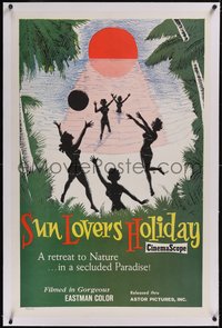 7x0757 SUN LOVERS' HOLIDAY linen 1sh 1960 a retreat to nature in a secluded paradise, girls on beach!