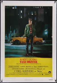 7x0763 TAXI DRIVER linen 1sh 1976 classic Peellaert art of Robert De Niro, directed by Martin Scorsese!