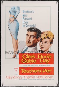 7x0764 TEACHER'S PET linen 1sh 1958 teacher Doris Day, pupil Clark Gable, sexy Mamie Van Doren's body!