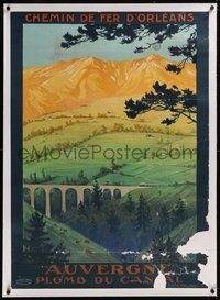 7x0834 AUVERGNE linen 29x41 French travel poster 1923 Charles Hallo art of countryside, ultra rare!