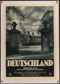 7x0842 DEUTSCHLAND linen 20x29 German travel poster 1930s great image of Bonn University, ultra rare!