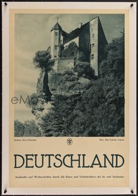 7x0841 DEUTSCHLAND linen 20x29 German travel poster 1930s great image of Hohnstein Castle, ultra rare!