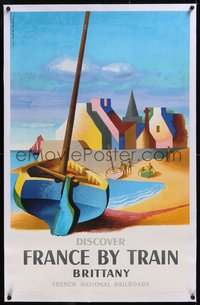 7x0843 FRENCH NATIONAL RAILROADS linen 25x39 French travel poster 1958 Nathan art, ultra rare!