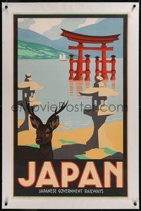 7x0849 JAPANESE GOVERNMENT RAILWAYS linen 25x40 Japanese travel poster 1930s Brown deer art, rare!