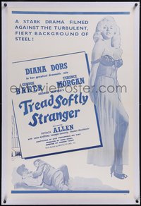 7x0784 TREAD SOFTLY STRANGER linen 1sh R1950s full-length image of sexy Diana Dors in lingerie!