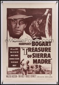 7x0786 TREASURE OF THE SIERRA MADRE linen 1sh R1953 Humphrey Bogart, Tim Holt & Walter Huston classic!