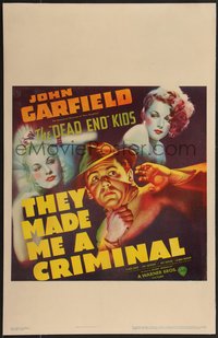 7x0077 THEY MADE ME A CRIMINAL WC 1939 art of fugitive John Garfield & sexy Ann Sheridan, ultra rare!