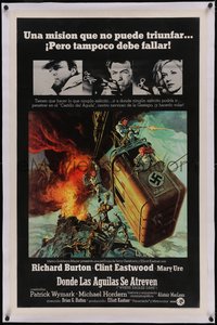 7x0808 WHERE EAGLES DARE linen int'l Spanish language 1sh R1973 Eastwood, Burton, Ure, ultra rare!