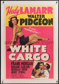 7x0810 WHITE CARGO linen style D 1sh 1942 great art of sexy Hedy Lamarr as Tondelayo, Pidgeon, rare!