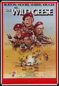 7x0814 WILD GEESE linen 1sh 1978 Daniel Goozee art of Richard Burton, Roger Moore & Richard Harris!