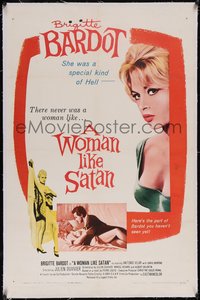 7x0819 WOMAN LIKE SATAN linen 1sh 1960 La Femme et le Pantin, Bardot is a special kind of Hell!