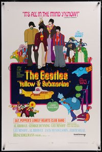 7x0822 YELLOW SUBMARINE linen 1sh 1968 psychedelic art, John, Paul, Ringo & George, 12 song style!