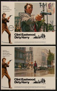 7x0291 DIRTY HARRY 8 int'l LCs 1971 great images of Clint Eastwood pointing .44 magnum, complete set!