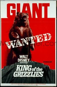 P974 KING OF THE GRIZZLIES one-sheet movie poster '70 Walt Disney