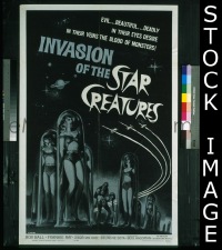 P906 INVASION OF THE STAR CREATURES one-sheet movie poster '62 Ball