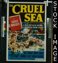 #301 THE CRUEL SEA 1sh '53 Hawkins, Sinden 