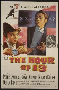 P859 HOUR OF 13 one-sheet movie poster '52 Peter Lawford, Addams