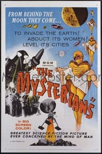 360 MYSTERIANS MGM 1sh '59 Ishiro Honda, they're abducting Earth's women & leveling its cities!