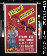 Q373 PLEASE BELIEVE ME one-sheet movie poster '50 Deborah Kerr, Walker